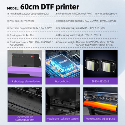 Full-Automatic DTF Printer with 60cm Print Width and Epson i3200 Print Head for High-Quality T-Shirt Printing